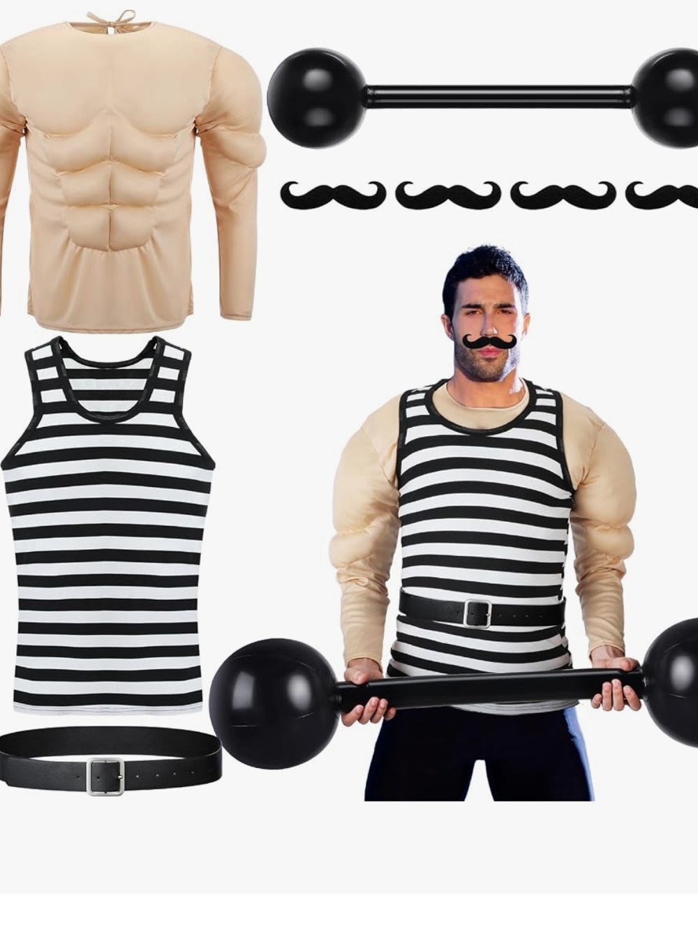 Striped Black & White Muscle Tank Costume Vest